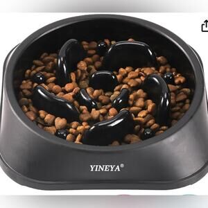 YINEYA PET SLOW FEEDER DOG BOWL SMALL BREED DOG NWT BLACK